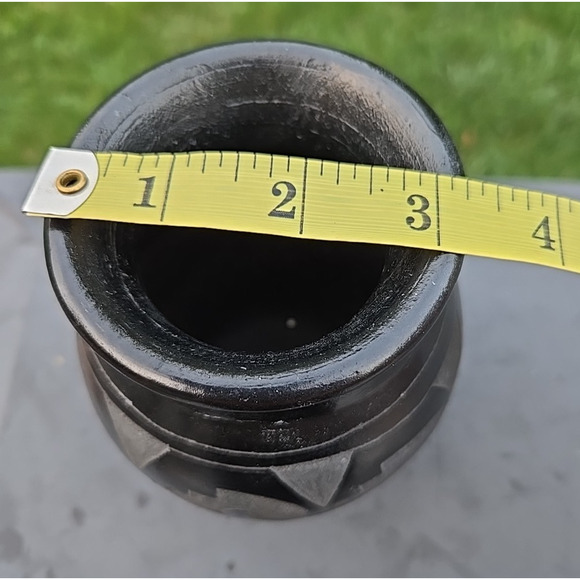 Rigoberto Mateos Pottery Blackware Polished Vase Jar 5.75" Carved Design Signed - Picture 9 of 12